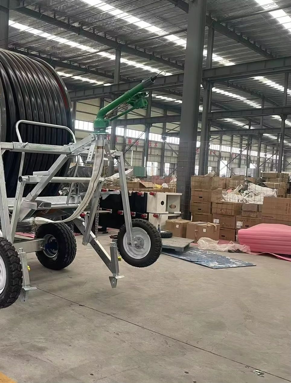Agriculture Farming Kit - ระบบม้วนสายยางรดน้ำโลหะใหม่ Titans 75-400 พร้อมเครื่องยนต์และเกียร์สำหรับการเกษตรในฟาร์ม