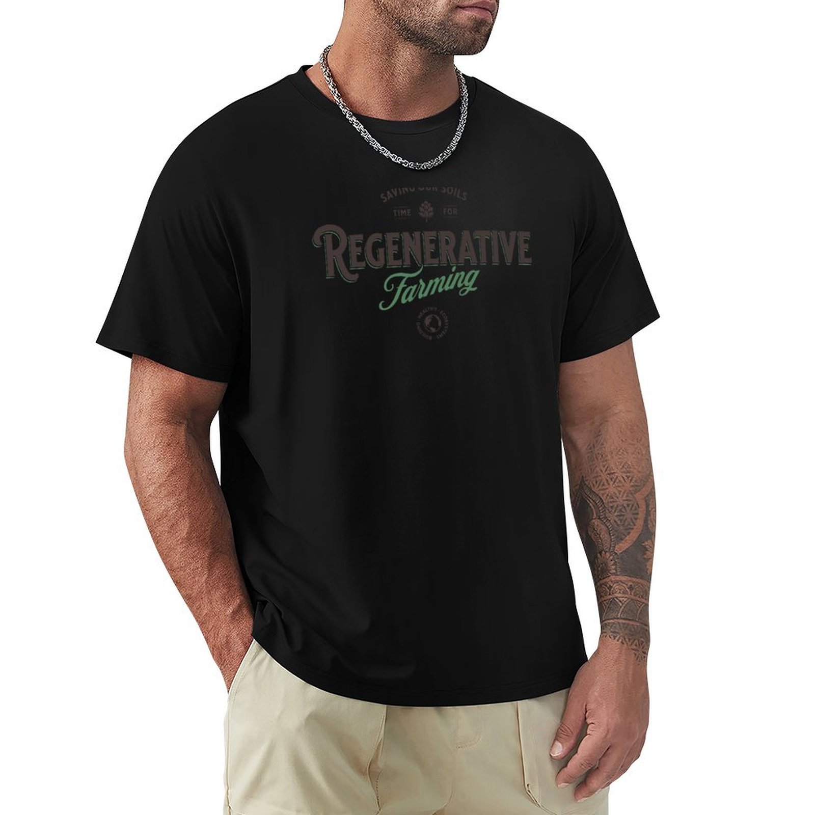 Regenerative Farming Agriculture - การเกษตรแบบฟื้นฟูฟ่ายร่างกายได้ใหม่ เสื้อยืดเกษตรกรรมแบบฟื้นฟูฟ่ายร่างกายได้ใหม่ ไซส์พลัส ใส่สบาย